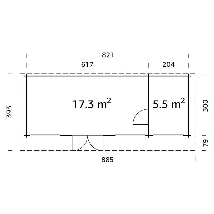 Palmako Caseta de jardín (Madera, 22,8 m², Espesor de pared: 70 mm)