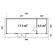 Palmako Caseta de jardín (Madera, 22,8 m², Espesor de pared: 70 mm)