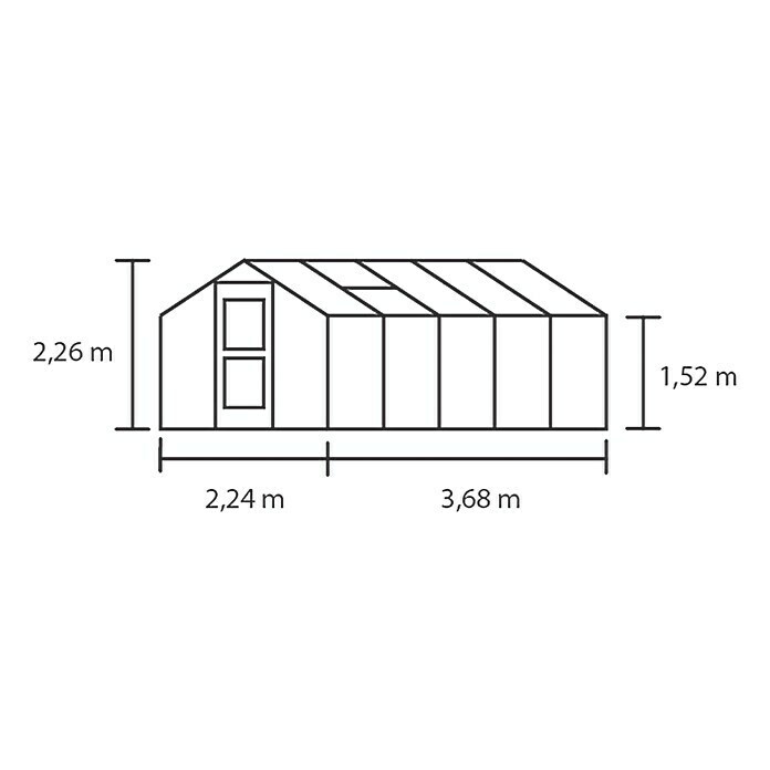 Juliana Gewächshaus Compact (3,68 x 2,24 x 2,26 m, Sicherheitsglas, Glasstärke: 3 mm, Anthrazitgrau)