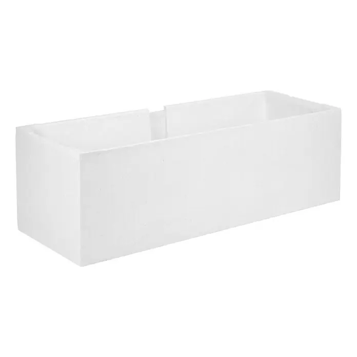 Badewannenträger Universal - 160 x 75 cm, Expandiertes Polystyrol - Rechteckige, weiße Pflanzbox mit einer kleinen Aussparung in der Mitte, ideal für Pflanzen und Blumen.