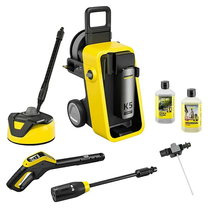 Kärcher Hochdruckreiniger K 5 Comfort Premium Connect Home - 2.100 W, 145 bar, Fördermenge: 500 l/h, Inkl. Home-Kit - Kärcher K5 Premium Smart Control Hochdruckreiniger mit Zubehör und Reinigungsmitteln für vielfältige Reinigungsaufgaben im Außenbereich.