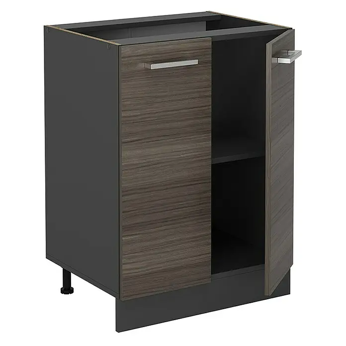 Vicco Schrankküche R-Line Edelgrau, AP Anthrazit - Edelgrau, Unterschrank 60 cm, AP Anthrazit