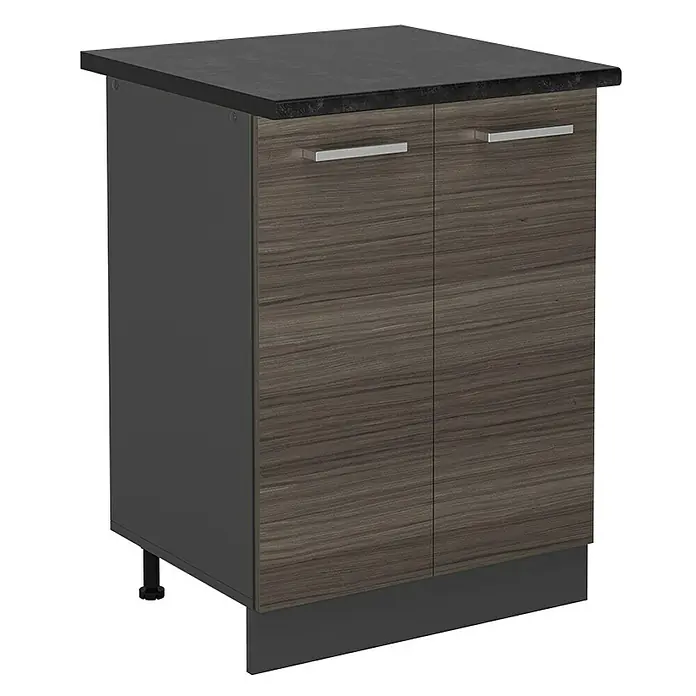 Vicco Schrankküche R-Line Edelgrau, AP Anthrazit - Edelgrau, Unterschrank 60 cm, AP Anthrazit