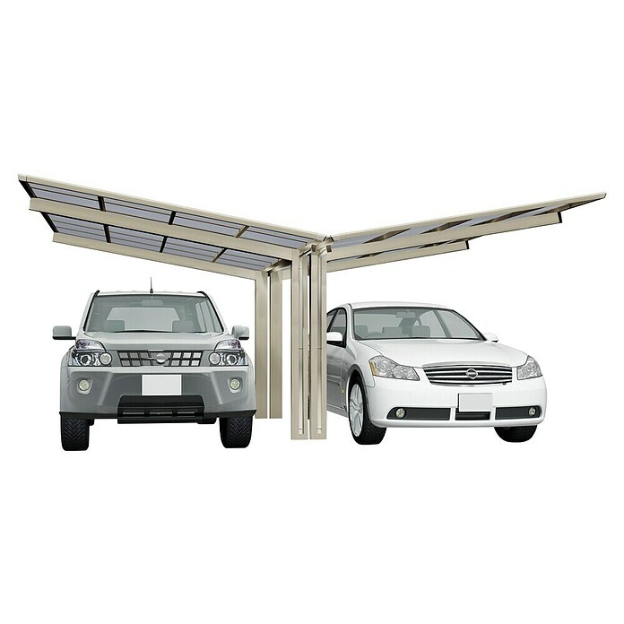 Ximax Carport LINEA Y 60 (4,9 x 5,4 m, Einfahrtshöhe: 2,2 m, Edelstahloptik, Schneelast: 75 kg/m²)