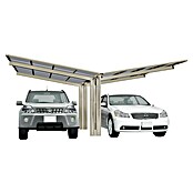 Ximax Carport LINEA Y 60 (4,9 x 5,4 m, Einfahrtshöhe: 2,2 m, Edelstahloptik, Schneelast: 75 kg/m²)