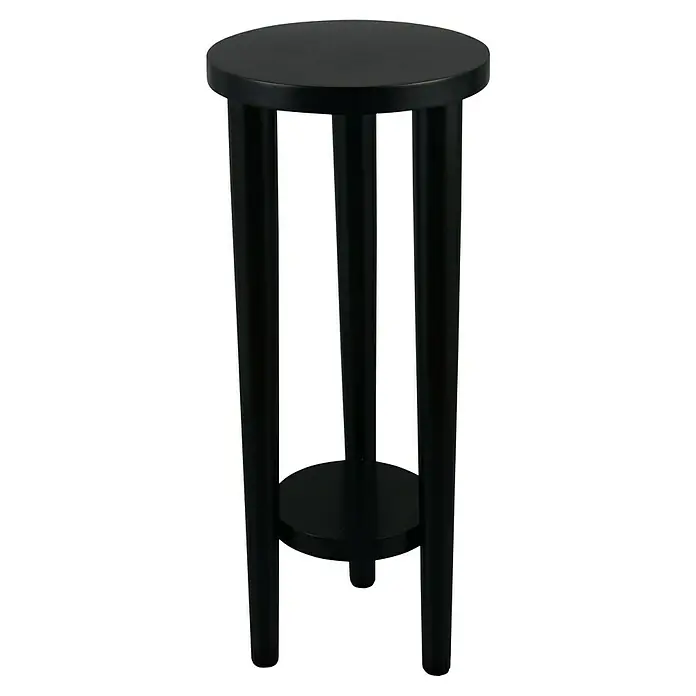 Beistelltisch Acta - Ø x H: 25 x 60 cm, Holz, Schwarz - Elegantes, schwarzes Beistelltischchen mit runder Tischplatte und Ablagefläche, ideal für stilvolle Akzente im Wohnbereich.