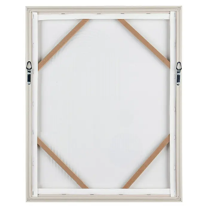 Bild - Norma V, B x H: 40 x 50 cm - Rückseite eines gerahmten Bildes auf Leinwand mit Holzkeilrahmen und Aufhängevorrichtungen. Die Leinwand ist auf einen hellen Holzrahmen gespannt.