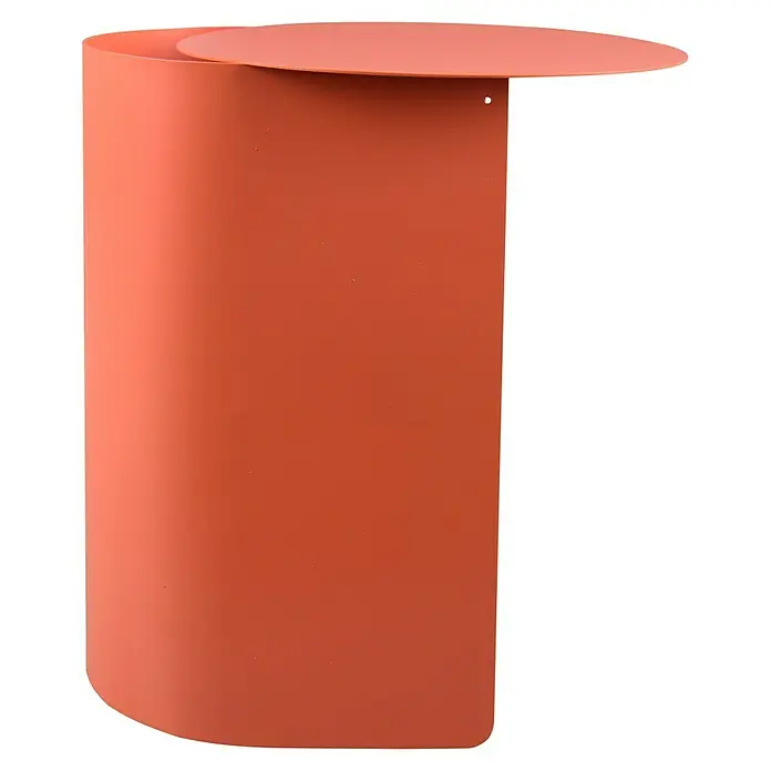 Beistelltisch Feno - L x B x H: 45 x 38 x 51 cm - Ein auffälliger, korallfarbener Beistelltisch, der durch sein zylindrisches Design und die abgesetzte Tischplatte besticht. Modern und funktional.