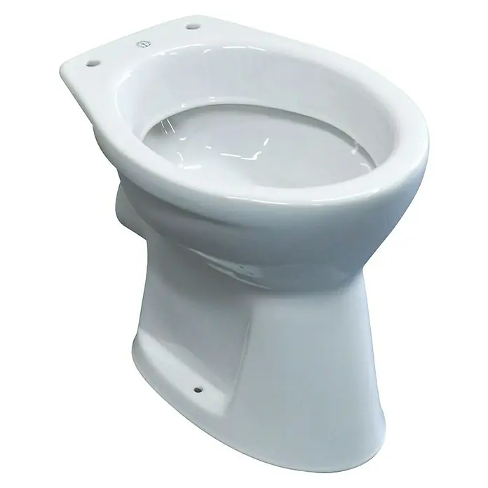 Gustavsberg Concentus Pure Stand-WC - Mit Spülrand, Ohne Spezialglasur, Spülform: Flach, WC Abgang: Waagerecht, Weiß - Eine Nahaufnahme einer weißen Toilette, die ein elegantes und hygienisches Design für moderne Badezimmer zeigt.
