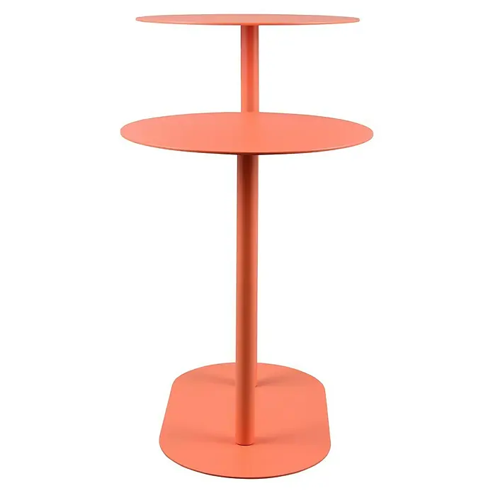 Beistelltisch Ferra - L x B x H: 50 x 30 x 53 cm, Apricot - Orangefarbener Beistelltisch mit zwei runden Ablagen und einem runden Fuß. Das moderne Design eignet sich gut für Wohn- und Empfangsbereiche.