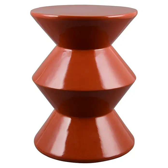 Beistelltisch Guara - Ø x H: 34 x 45 cm, Orange - Stylischer, orangefarbener Hocker im modernen Design, der jedem Raum einen Hauch von Farbe verleiht und als Sitzgelegenheit dient.