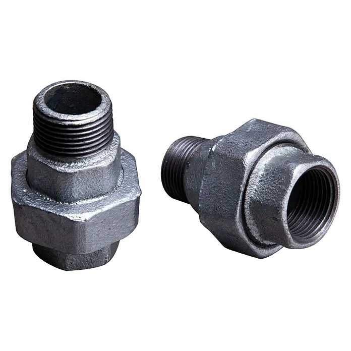 Überwurfverschraubung - 1″, Temperguss - Metallrohrverbinder mit Gewinde, verzinkt, für die Installation von Rohrsystemen. Robuste Bauweise für dauerhafte Verbindungen.