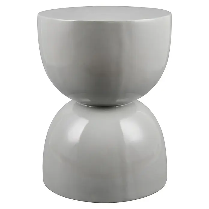 Beistelltisch Guara - Ø x H: 34 x 46 cm, Grau - Ein moderner, grauer Hocker in Sanduhrform, ideal als Sitzgelegenheit oder Beistelltisch. Das glänzende Finish verleiht dem Hocker eine elegante Note.