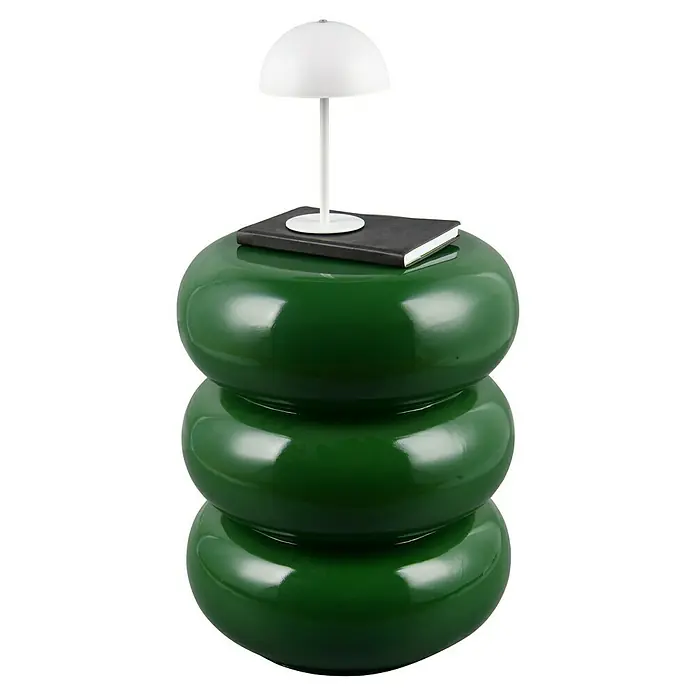 Beistelltisch Guara - Ø x H: 35 x 44 cm, Grün - Dieser stilvolle Beistelltisch mit Lampe ist ein echter Hingucker. Der grüne Tisch mit den runden Elementen und die moderne Lampe passen perfekt zusammen.