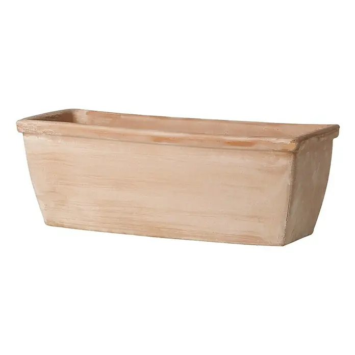 Deroma White Garden Pflanzkasten Roma Liscia - Außenmaß (L x B x H): 54 x 22 x 19,2 cm, Naturmaterialien, Tonweiß - Rechteckiger Terrakotta-Pflanzkasten mit rustikalem Finish, ideal für den Innen- und Außenbereich.