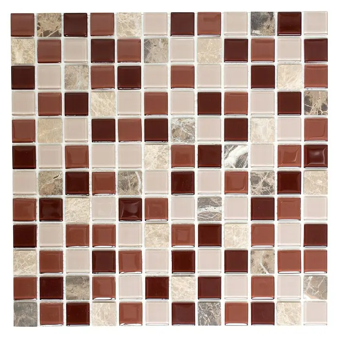 Selbstklebemosaik SAM 4CM352 - 30 x 30 cm, Beige/Braun, Glänzend - Mosaikfliese in Braun-, Beige- und Marmorfarben für eine elegante Wand- oder Bodengestaltung. Ideal für Küche und Bad.
