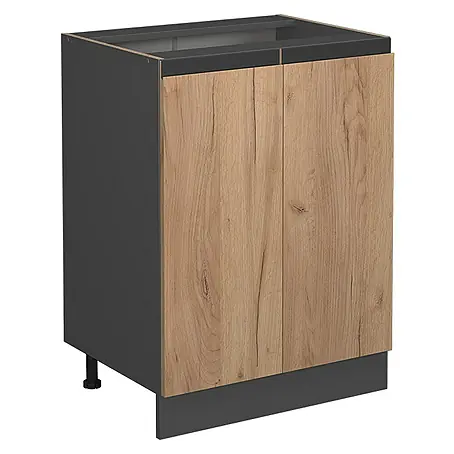 Vicco  Schrankküche R-Line Goldkraft Eiche J-Shape, ohne Arbeitsplatte