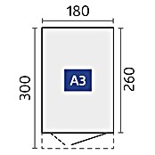Biohort AvantGarde Gerätehaus Eco A3 (Außenmaß inkl. Dachüberstand (B x T): 180 x 300 cm, Quarzgrau Metallic, Doppeltür, Stahl) | BAUHAUS