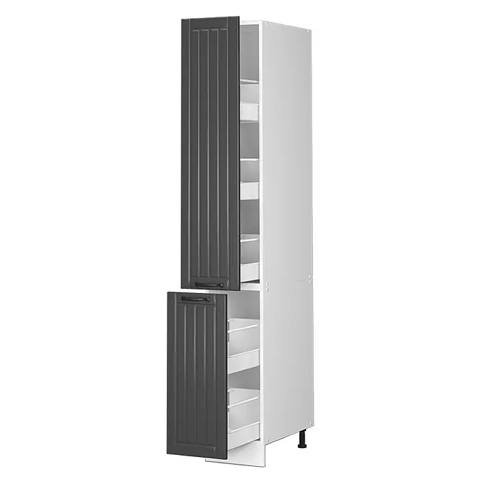 Vicco Schrankküche Fame-Line Anthrazit Landhaus - Anthrazit Landhaus, Apothekerhochschrank 30 cm