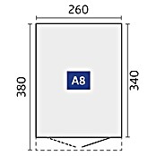 Biohort AvantGarde Gerätehaus Eco A8 (Außenmaß inkl. Dachüberstand (B x T): 260 x 380 cm, Quarzgrau Metallic, Doppeltür, Stahl) | BAUHAUS