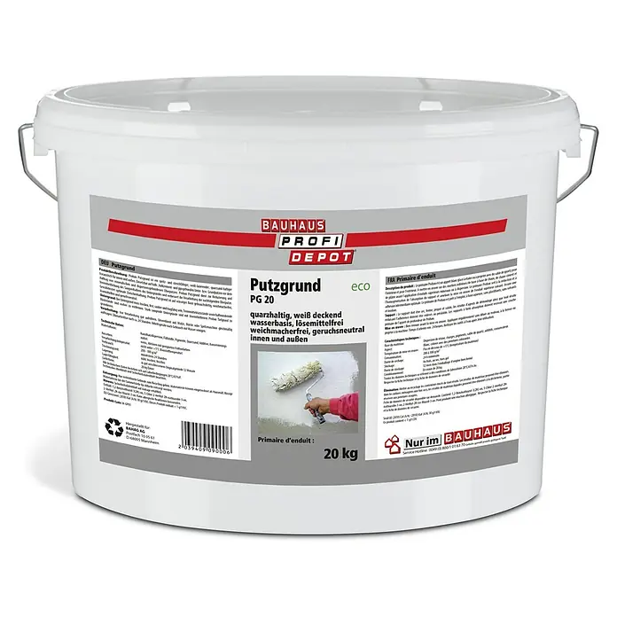 Profi Depot Putzgrund - 20 kg - Weißer Eimer Putzgrund PG 20 von Bauhaus Profi Depot, quarzhaltig, wasserbasiert, lösemittelfrei, für Innen- und Außenbereich.