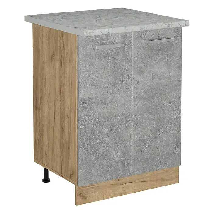 Vicco Schrankküche R-Line Beton AP Marmor - Beton, Unterschrank 60 cm, AP Marmor