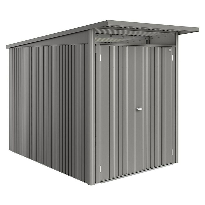 Biohort AvantGarde Gerätehaus Eco A3 (Außenmaß inkl. Dachüberstand (B x T): 180 x 300 cm, Quarzgrau Metallic, Doppeltür, Stahl) | BAUHAUS