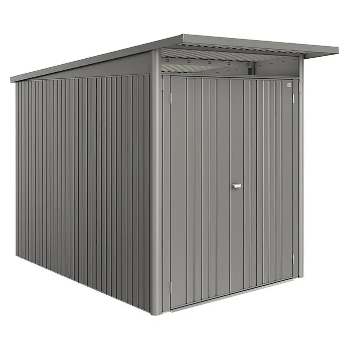 Biohort AvantGarde Gerätehaus - Außenmaß inkl. Dachüberstand (B x T): 180 x 300 cm, Quarzgrau Metallic, Doppeltür, Stahl - Geräumiger, grauer Gerätehaus-Schuppen zur Aufbewahrung von Gartengeräten. Praktische Lösung für den Außenbereich mit großem Stauraum.