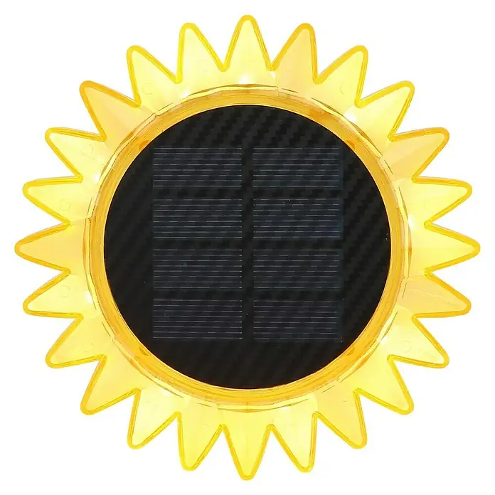 Globo LED-Solar-Dekoleuchte Sonnenblume - Lichtfarbe: Warmweiß, LED, Höhe: 29,5 cm - Gelbe Solarleuchte in Sonnenform. Die Leuchte hat ein Solarpanel in der Mitte und strahlt ein warmes Licht aus, perfekt für den Garten.