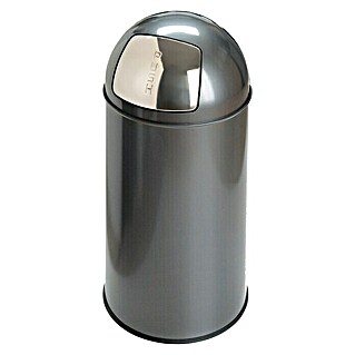 Vepa Bins Abfalleimer Pushcan (40 l, Farbe: Silber Metallic, Rund, Metall)