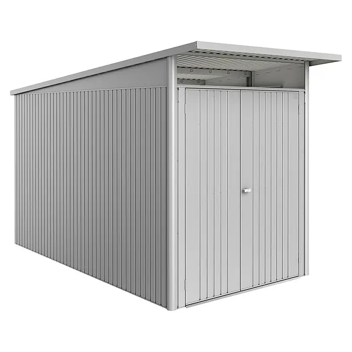 Biohort AvantGarde Gerätehaus - Außenmaß inkl. Dachüberstand (B x T): 180 x 380 cm, Dunkelgrau Metallic, Doppeltür, Stahl - Metall-Geräteschrank: Robuste Aufbewahrungslösung für Gartenutensilien und Werkzeuge, schützt vor Witterungseinflüssen und sorgt für Ordnung im Außenbereich.