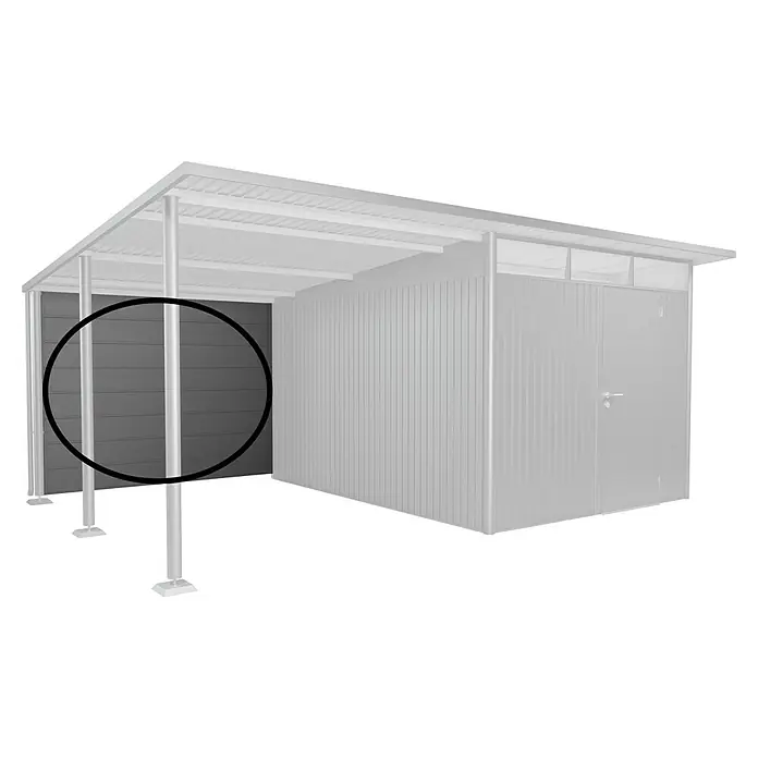 Biohort AvantGarde Rückwand - Passend für: Biohort AvantGarde Seitendach, Quarzgrau-Metallic - Metallgeräteschuppen mit horizontaler Paneelwand für Werkzeuge und Gartenzubehör, robust und langlebig.