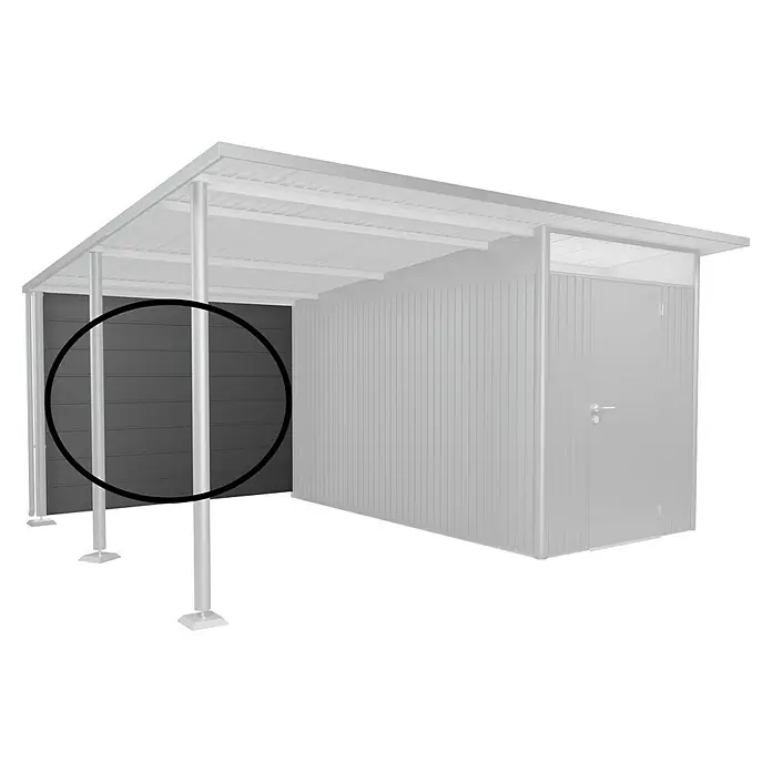 Biohort AvantGarde Rückwand - Passend für: Biohort AvantGarde Seitendach, Quarzgrau-Metallic - Metallschuppen mit horizontaler Wandverkleidung und robustem Stützsystem. Ideal für die Aufbewahrung im Außenbereich.