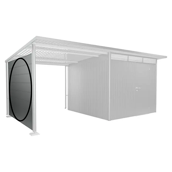 Biohort AvantGarde Seitenwand - Passend für: Biohort AvantGarde Seitendach, B x H: 238 x 182 cm, Quarzgrau-Metallic - Ein geräumiger Metallgerätehaus mit Schiebetür und stabilem Dach für die sichere Aufbewahrung von Gartengeräten und Werkzeugen.