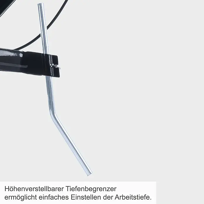Scheppach Benzinmotorhacke MTP370 - 2,6 kW - Höhenverstellbarer Tiefenbegrenzer für einfache Arbeitstiefeneinstellung. Praktisches Zubehör für präzises Arbeiten im Garten.