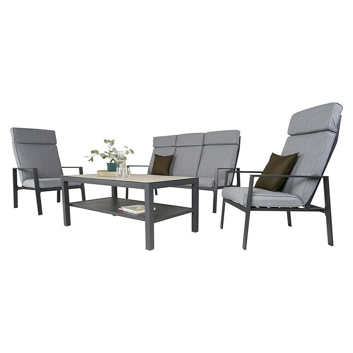 Sunfun Komplet lounge pohištva Comfy  (4 -del., Aluminij, Siva) | 8303 - Loungeset | ICAE - Sommermöbel Loungemöbel | ICA - Sommermöbel | IC - Freizeit im Garten | I - Stadtgarten | BAUHAUS
