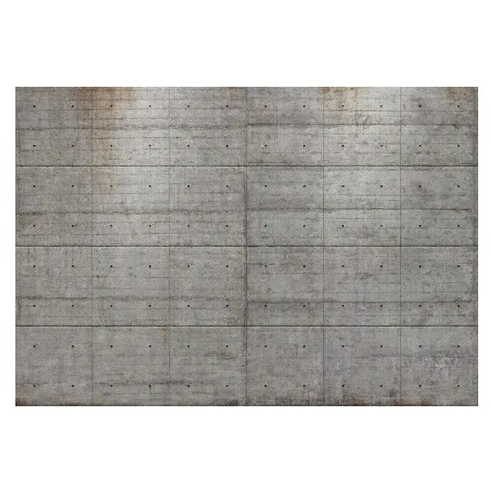 Komar Imagine Edition 3 - Stories Fototapete Concrete blocks - 8 -tlg., B x H: 245 x 368 cm, Papier - Nahaufnahme einer Betonwand mit rechteckigen Blöcken und Löchern, ideal als moderner, industrieller Hintergrund.