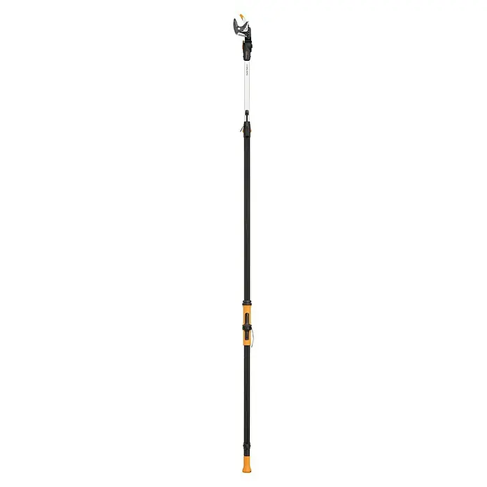 Fiskars X-series Teleskop-Schneidgiraffe DualAction UPX96 - Länge: 243,9 cm, Kunststoff - Detailaufnahme einer Fliesenschneidmaschine mit gelben Akzenten, die Präzision und Funktionalität vereint. Ideal für professionelle Handwerker.