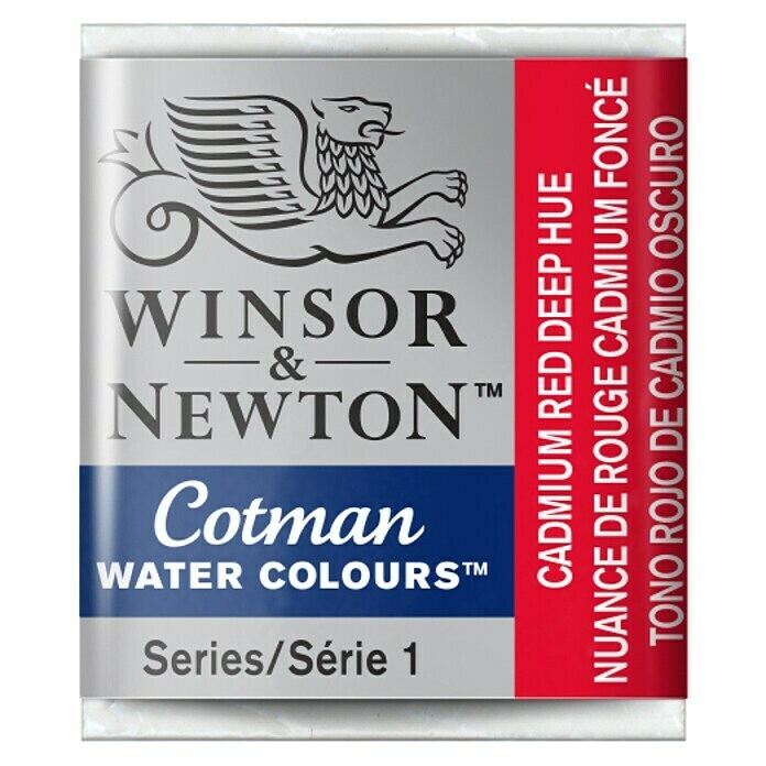 Winsor & Newton Cotman AquarellfarbeKadmiumrot dunkel, Topf Front View