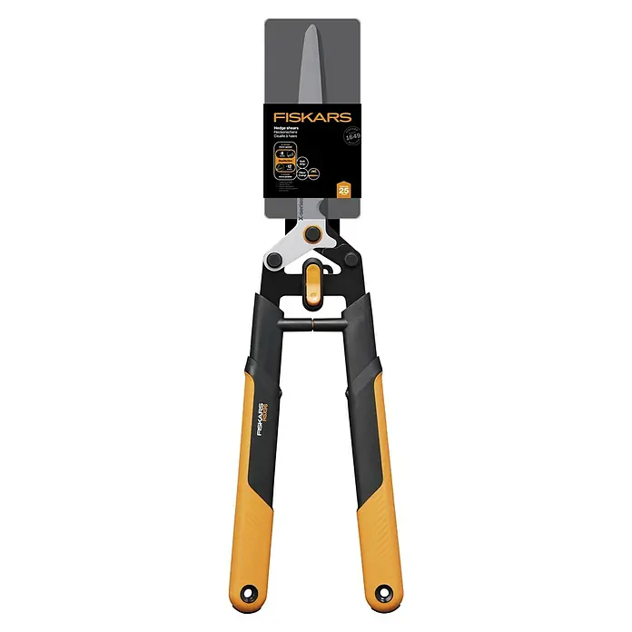 Fiskars X-series Hand-Heckenschere DualAction HSX96 - Länge: 62,7 cm, orange, schwarz, metallic - Fiskars HSX96 Heckenschere mit PowerGear für müheloses Trimmen. Die gelb-schwarze Schere bietet präzise Schnitte und komfortable Handhabung.