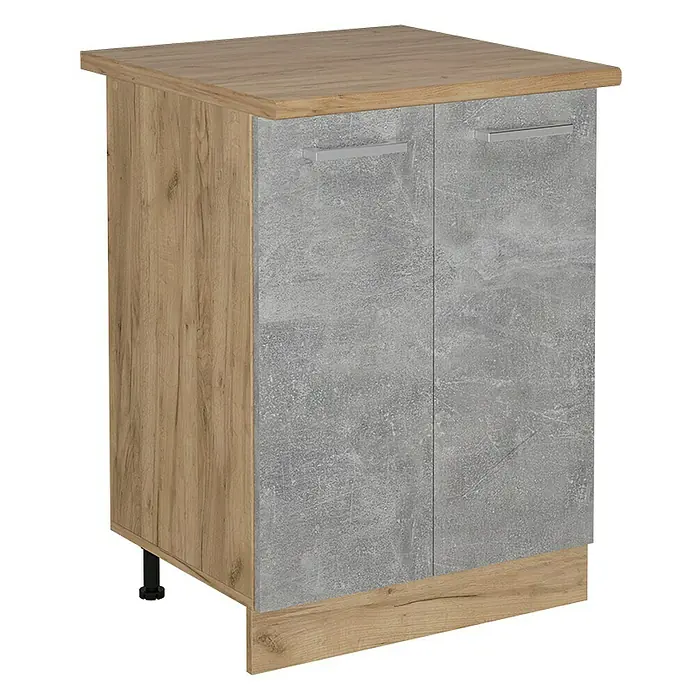 Vicco Schrankküche R-Line Beton, AP Eiche - Beton, Unterschrank 60 cm, AP Eiche