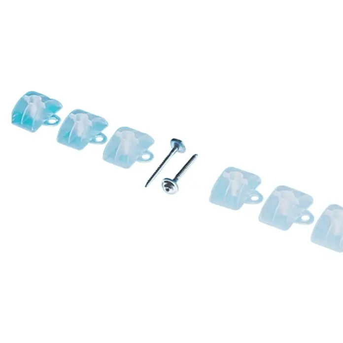Abstandhalter-Set - 100 Stk., Rund - Befestigungsclips und Schrauben: Ein Set aus durchscheinenden Clips zur sicheren Anbringung, komplett mit passenden Schrauben für eine einfache Installation.