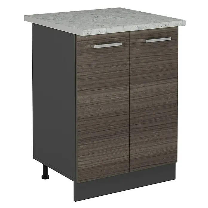 Vicco Schrankküche R-Line Edelgrau AP Marmor - Edelgrau, Unterschrank 60 cm, AP Marmor