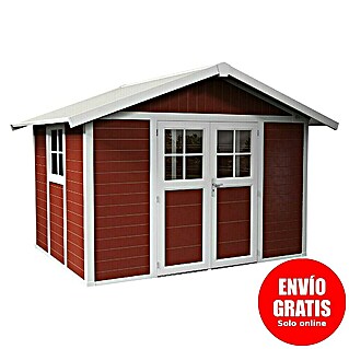 Grosfillex Caseta para jardín Deco (Medidas ext. (An x Pr): 370 x 298 cm, Plástico, Rojo/Blanco, 7,5 m²)