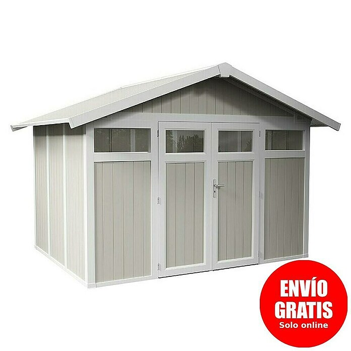 Grosfillex Caseta para jardín Utility (Medidas ext. (An x Pr): 370 x 298 cm, Plástico, Verde grisáceo) | BAUHAUS