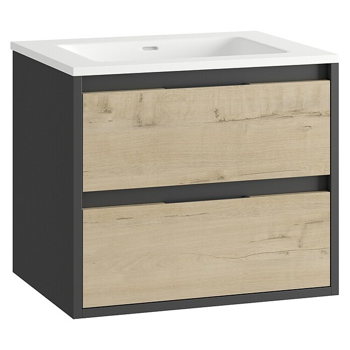 Mueble de lavabo Arlet (L x An x Al: 45 x 60 x 50 cm, Negro/Nogal) | BAUHAUS