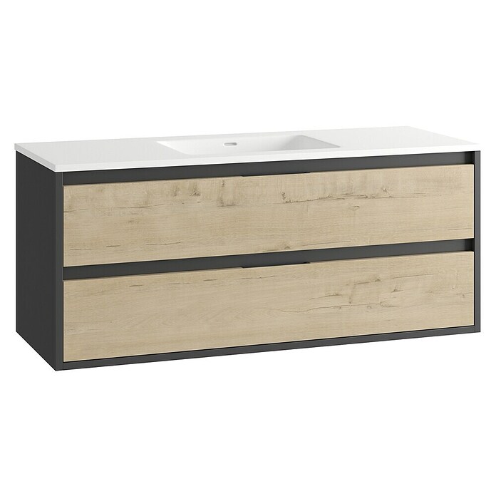 Mueble de lavabo Arlet (L x An x Al: 45 x 120 x 50 cm, Negro/Nogal) | BAUHAUS