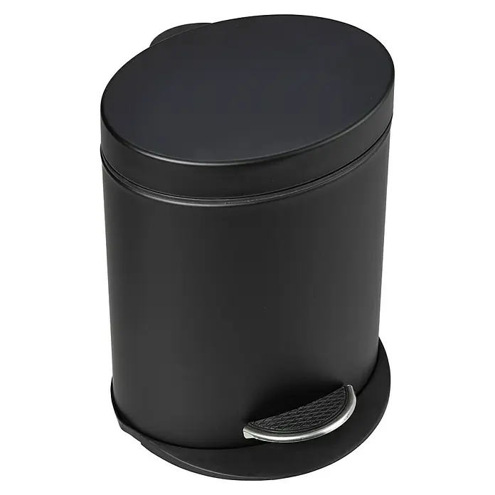 Venus Cubo con pedal Aiko - 3 l, Metal, Negro - Cubo de basura negro de metal con tapa ovalada y pedal para una eliminación higiénica de residuos en baño o cocina.