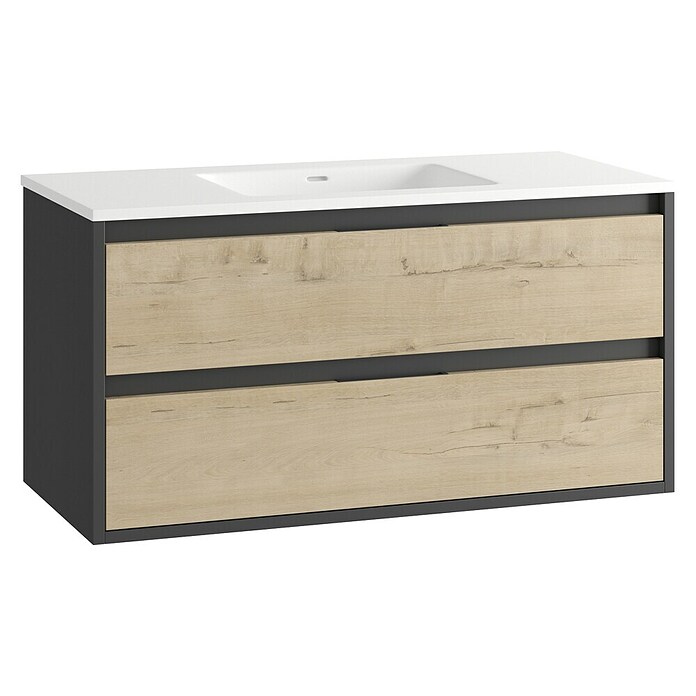 Mueble de lavabo Arlet (L x An x Al: 45 x 100 x 50 cm, Negro/Nogal) | BAUHAUS