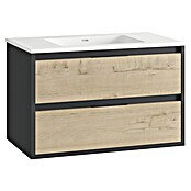 Mueble de lavabo Arlet (L x An x Al: 45 x 80 x 50 cm, Negro/Nogal) | BAUHAUS